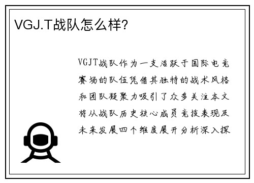 VGJ.T战队怎么样？