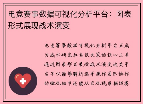 电竞赛事数据可视化分析平台:图表形式展现战术演变